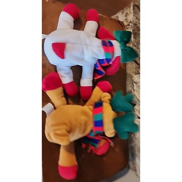 Main Joy Limited Dog & Raindear Stuffed Plush Animal Christmas Bean Bag Set Of 2 - Picture 6 of 9